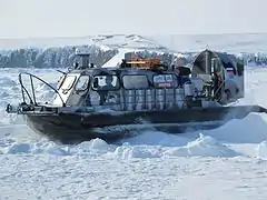 L'aéroglisseur Hivus-10 en péninsule de Taïmyr, en Russie.