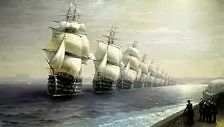 Parade de la flotte de la mer Noire en 1849 (par Aïvazovski, en 1886).
