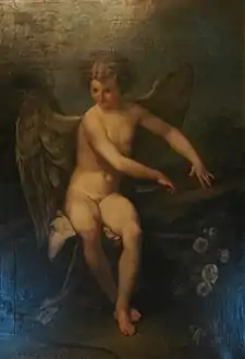 Cupidon aiguisant sa flèche, années 1770Huile sur toile. 162 × 116 cmMusée Russe, Saint-Pétersbourg