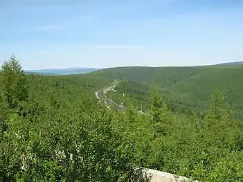 Vue des monts Stanovoï, aux confins de la Yakoutie et de la vallée de l'Amour.