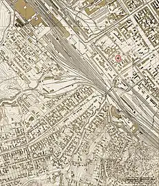 1925. Carte topographique de Kiev autour de la gare.