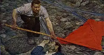 Le drapeau appartient au triptyque Communistes, 1960.