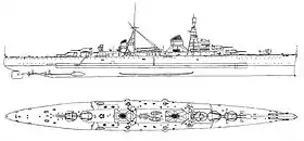 Plan du croiseur Trento
