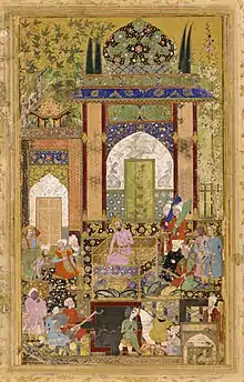 Farroukh Bek:, Babour reçoit ses courtisans (Babournameh), 1589, Washington, Sackler Gallery.