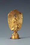 Yŏn'ga Bouddha. Bronze doré, H. 16,3 cm. Daté 539. National Museum of Korea.