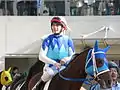 Maxime Guyon sur l'hippodrome de Hanshin, au Japon