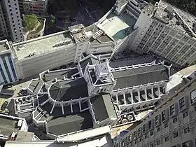 Vue aérienne du bâtiment du XIXe siècle.