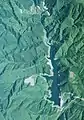 Photographie aérienne de Miyawaka et du mont Inunaki (1995).