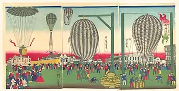 Illustration d'une montgolfière (Fūsen shōyō no zu).
