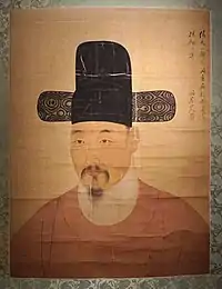 Portrait de Park Mun-su (1691-1756) Rouleau vertical, encre et couleurs sur soie. Musée national de Corée.