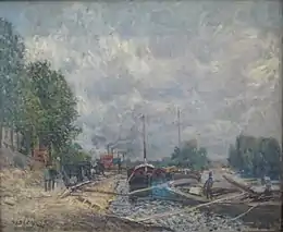 Alfred Sisley : Les Péniches à Billancourt (1877), musée de l'Ermitage