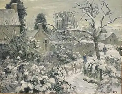 Camille Pissarro, Paysage enneigé aux vaches à Montfoucault, 1874