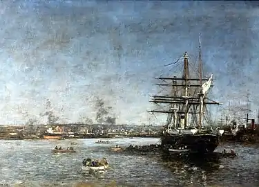 Corvette russe dans le port du Havre, 1887 Eugène Boudin