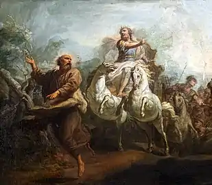 Elie courant devant le char du roi Achab - Jean-Baptiste Despax