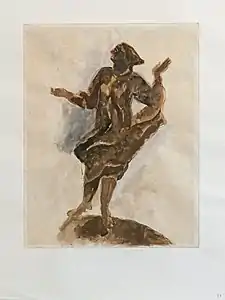 Femme en marche- Encre brune, gouache et aquarelle - Musée Toulouse-Lautrec Albi