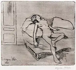 Fillette nue allongée sur un canapé, Suzanne Valadon (1894)