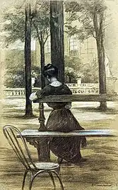 La lecture au jardin du Luxembourg, fusain et gouache sur papier, Albi, musée Toulouse-Lautrec.