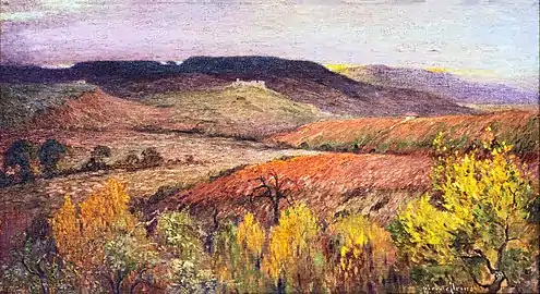 Coucher de soleil au dessus de la Grésigne (Tarn) - Pierre Prins (1907)