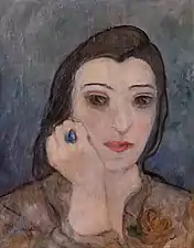 Portrait de femme à la bague bleue  - Marie Bermond