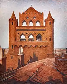 Clocher de l'église du Taur (Toulouse), huile sur toile.