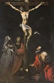 Crucifixion avec la Vierge, saint Jean et saint Jérôme.