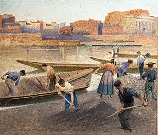 Déchargement du sable (1902), huile sur toile.