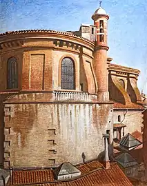 L'Église de la Daurade depuis la cour des beaux-arts (Toulouse),  huile sur panneau de bois.