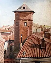 La Tour de l'hôtel Ysalguier (Toulouse), huile sur panneau de bois.