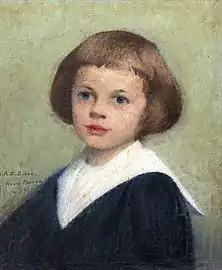 Portrait de Paul Siben enfant 1896, huile sur panneau de bois.