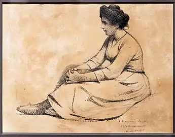 Portrait de femme assise (1885-1890), craie noire sur papier.