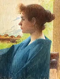 Portrait de femme en bleu (1885-1890), huile sur toile.