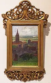 Vue lointaine de Toulouse (avec clocher de la Dalbade), huile sur toile.