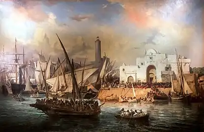 Embarquement des zouaves partant d'Alger pour la Crimée, 1855Musée d'art et d'histoire de Narbonne