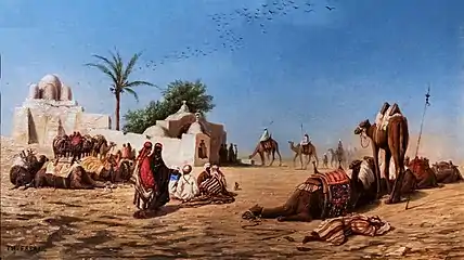 La halte des chameliers au caravansérail - Charles-Théodore Frère