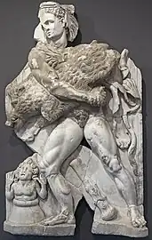 Hercule et le sanglier d'Érymanthe sous les yeux d'Eurysthée.