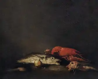 Nature morte aux poissons et au homard, oignon et cuillère en bois  Amsterdam Rijksmuseum