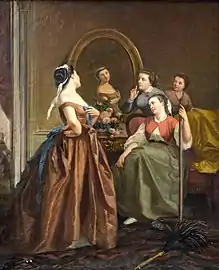 Scène d'intérieur, huile sur toile (vers 1860).