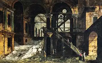 Cour de palais avec escalier, Galeries de l'Académie de Venise