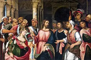 Le Christ et la femme adultèrev. 1525, Gallerie dell'Accademia, Venise