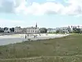 Île-Tudy : le bourg vu de la Grand Plage (ou plage du Teven).