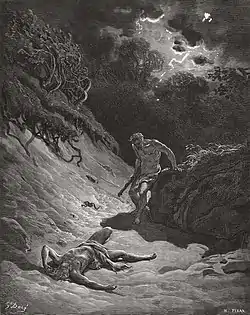 La mort d'Abel. Gravure de Gustave Doré.
