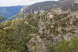 Le chaos et en contrebas les gorges de la Dourbie.