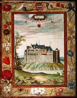 Le château de Chimay peint par Adrien de Montigny.