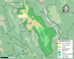 Carte en couleurs présentant l'occupation des sols.