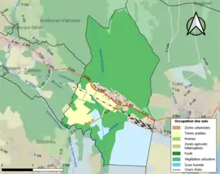 Carte en couleurs présentant l'occupation des sols.