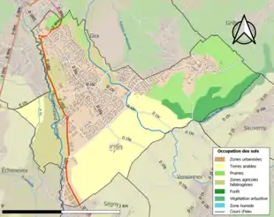 Carte en couleurs présentant l'occupation des sols.