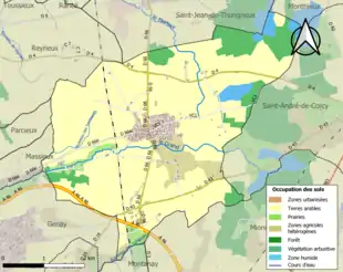 Carte en couleurs présentant l'occupation des sols.