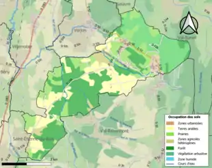 Carte en couleurs présentant l'occupation des sols.