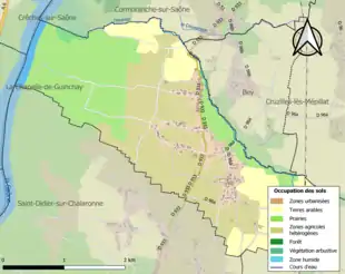 Carte en couleurs présentant l'occupation des sols.