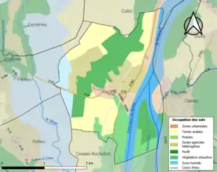 Carte en couleurs présentant l'occupation des sols.